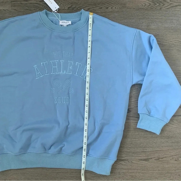 Gilli Not That Athletic Club Embroidered Sweatshirt - Size‎ M - Blue - NWT - Picture 9 of 11